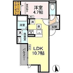 セレスティア豊島N 203 2階1LDKの間取り