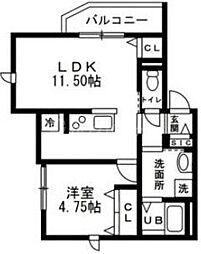 アピス赤羽 1階1LDKの間取り