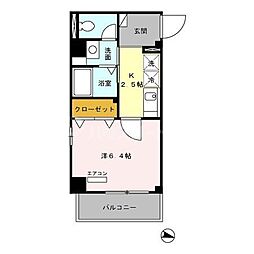 アーバンハウス本橋B 4階1Kの間取り