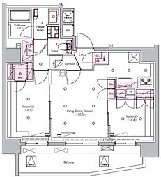 都営三田線 新板橋駅 徒歩2分の賃貸マンション 11階2LDKの間取り
