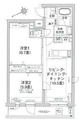 アイルグランデ池袋ノース 9階2LDKの間取り