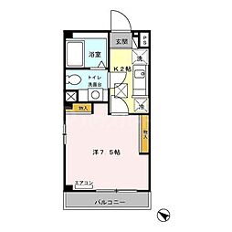 氷川台ヒルズ 1階1Kの間取り