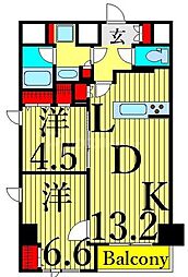 デルックス田端 5階2LDKの間取り