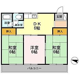 長瀬第三マンション 116 1階3DKの間取り