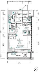 アンベリール王子II 5階1Kの間取り