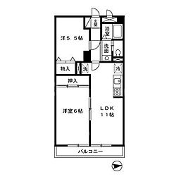 エーデルワイス 2LDKの間取図画像