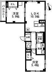 (仮称)板橋区板橋1丁目新築 2階2LDKの間取り