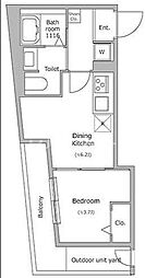グローリオシェルト池袋本町 4階1DKの間取り