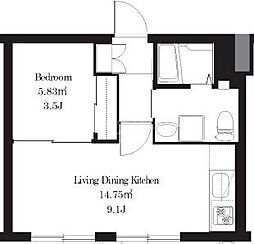 田端公園アパートメンツ 1階1LDKの間取り