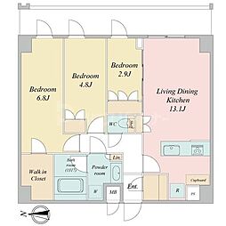 LIME RESIDENCE KAWAGUCHI EAST 8階3LDKの間取り