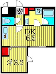 マリオン千川 2階1DKの間取り