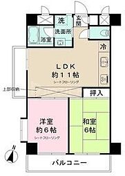 オーベルジュ桐ヶ丘 3階2LDKの間取り