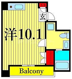 アヴァンツァーレ田端 10階ワンルームの間取り