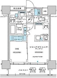 プレミスト板橋 14階1LDKの間取り