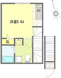 サザンロード西ヶ原 2階ワンルームの間取り