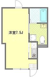 サザンロード西ヶ原 1階ワンルームの間取り