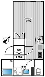 パークヒルズ　ザ・名主の滝公園 2階ワンルームの間取り
