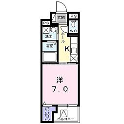 マーレーモンティーVI 4階1Kの間取り