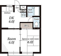 サンフラット 303 3階2DKの間取り