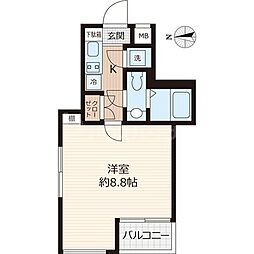 Ｂｅｖｅｒｌｙ　Ｈｏｍｅｓ　赤塚公園II 5階1Kの間取り