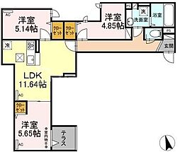 アヴァンス豊島　A 1階3LDKの間取り