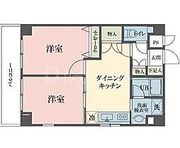 ベルタス舟渡 2階2DKの間取り