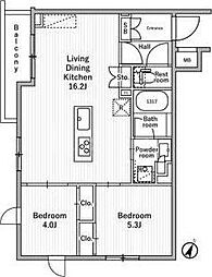 nidoMOTOHASUNUMA 3階2LDKの間取り