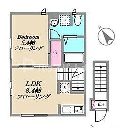 カーサ　ビアンカ　トキワダイ 2階1LDKの間取り