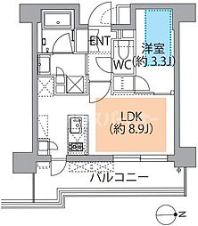 レスピール蓮根 4階1LDKの間取り
