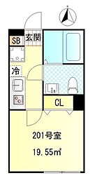 JR高崎線 尾久駅 徒歩12分の賃貸アパート 2階1Kの間取り