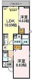セジュール西台4 2LDKの間取図画像