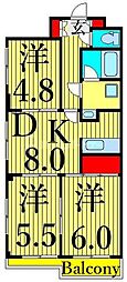 カーサ・フィオーレ 3DKの間取図画像