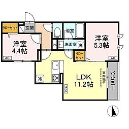 セレスティア徳丸 A 2LDKの間取図画像