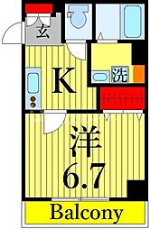 ニューフォーユータナキ 1Kの間取図画像