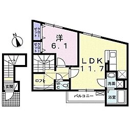 グリーンエミモ 1LDKの間取図画像