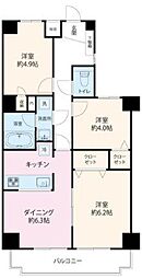 コスモ赤羽 3DKの間取図画像