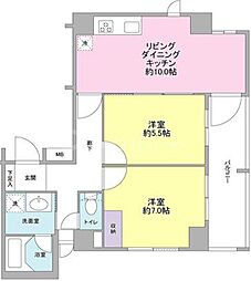 カリンレジデンス 2LDKの間取図画像