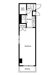 グリーンロード中台 1Kの間取図画像