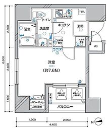 ディアレイシャス王子神谷 1Kの間取図画像