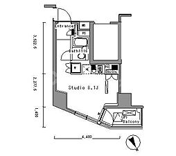 パークアクシス新板橋ウエスト ワンルームの間取図画像