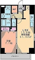 CRECIA 1LDKの間取図画像