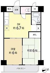 王子スカイパレス 2DKの間取図画像