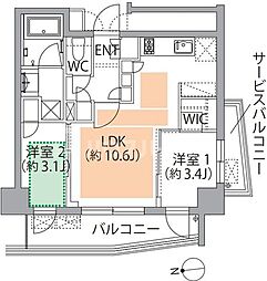 レスピール蓮根 2LDKの間取図画像