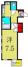 キャトルセゾン2 1Kの間取図画像