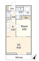 ヴィヴァーチェ 1LDKの間取図画像
