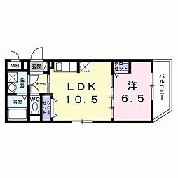 高祖3 1LDKの間取図画像