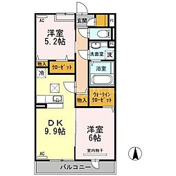 アムール櫻花 2LDKの間取図画像