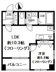 ニューハイム小原参番館 1LDKの間取図画像