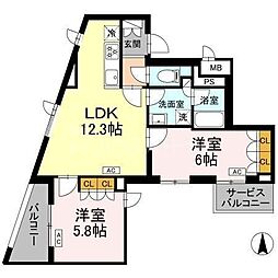 ロイジェント上板橋 2LDKの間取図画像