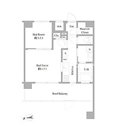Bシティアパートメントイタバシノース 2Kの間取図画像